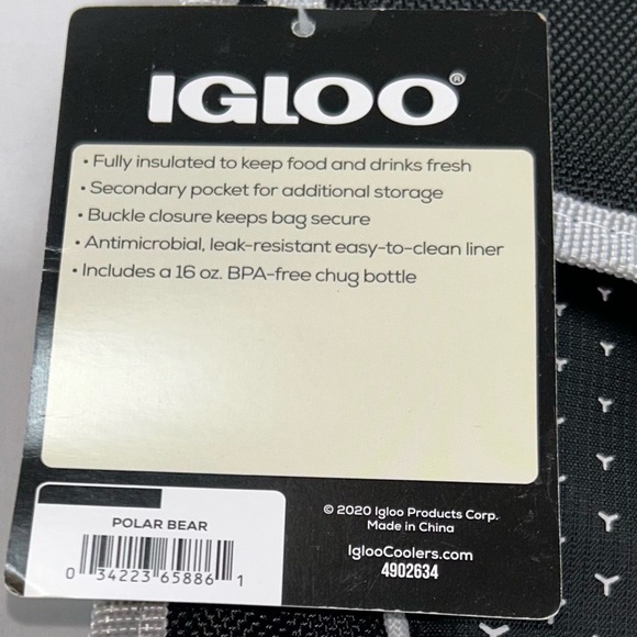 IGLOO Cooler Lunch Bag and Free Chug Bottle Insulated Top Handle Carrier Snap - Picture 5 of 10